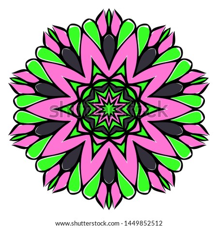 Floral Color Mandala. Arabic, Indian, Motifs. Vector Illustration. 