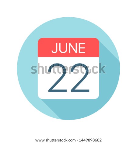 June 22 - Calendar Icon - Vector Illustration