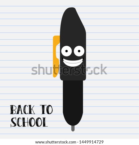 Isolated happy pen cartoon. Back to school - Vector