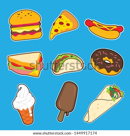 Vector icon template design collection set with popular food theme