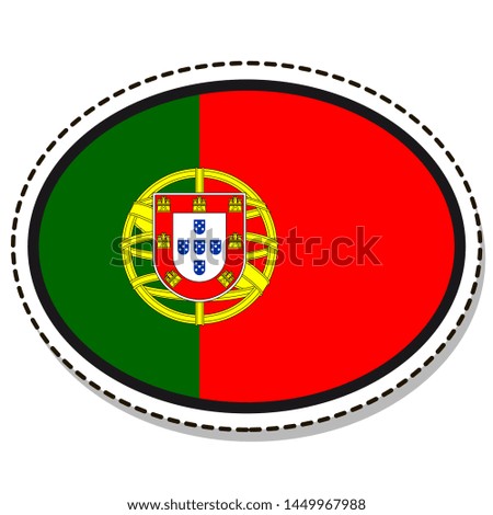 Sticker Portugal flag button, social media communication sign, flat business oval icon.