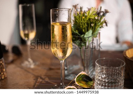 Drinking champagne during the dinner