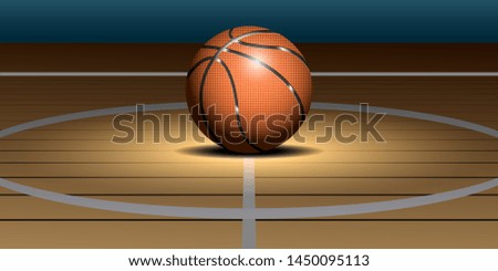Realistic basketball ball on a field - Vector