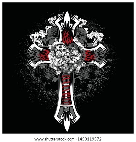 Punk Cross is made in ready for print.
It can be used for digital printing, screen-printing or t-shirt design
