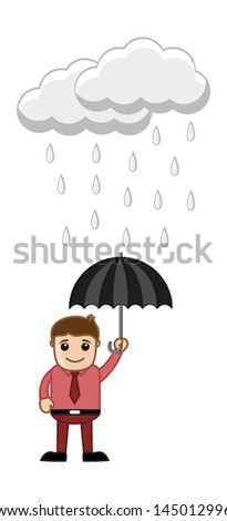 Man Holding an Umbrella in Rain
