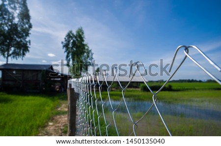 Surrounding the fence with weave wire mesh in agricultural land, livestock, blocking the protected farm area, preventing external intrusion,
