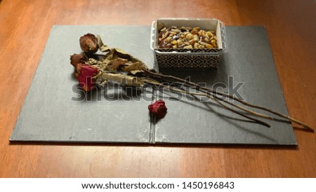 Chocolate pie with flowers and black background