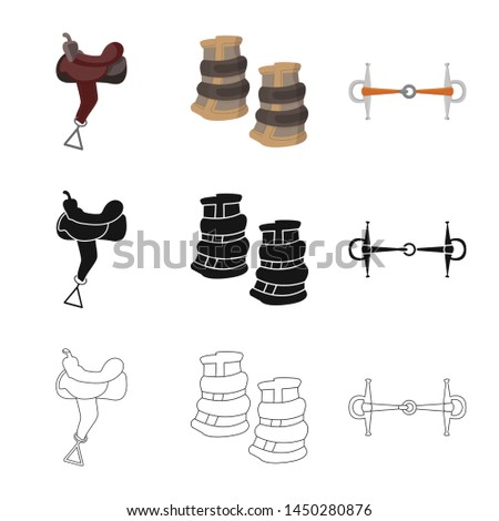 Vector illustration of equipment and riding sign. Set of equipment and competition stock vector illustration.