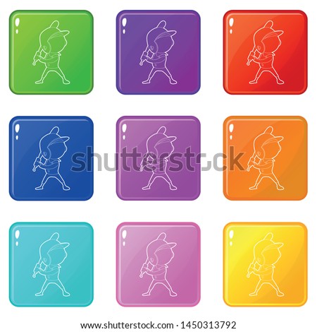 Waving player icons set 9 color collection isolated on white for any design