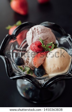 Perfect dessert on the black background 