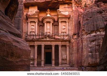 Al Khazneh (The Treasury) at Petra, jordan Royalty-Free Stock Photo #1450365011