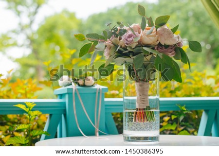 Wedding bouquet of flowers in vase