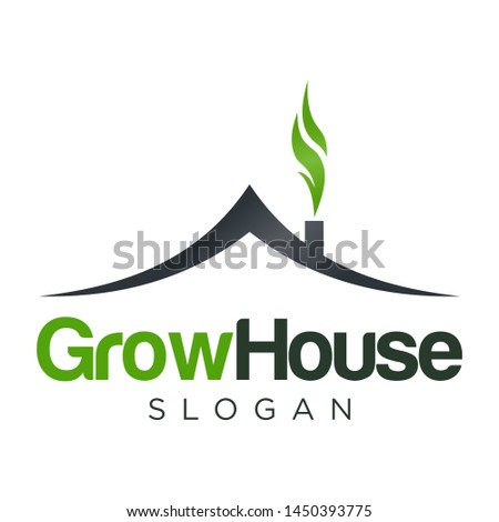 Modern house with fire leaf logo design template