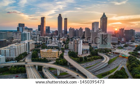 Sunset over Downtown Atlanta, Georgia, USA.