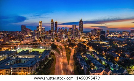 Atlanta Georgia Downtown Skyline Aerial.