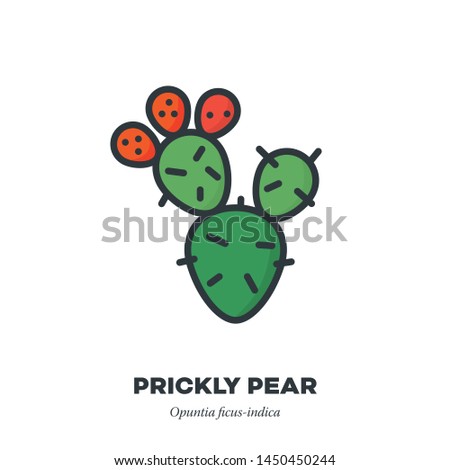 Prickly pear fruit icon, outline with color fill style vector illustration, cactus with three fruit Royalty-Free Stock Photo #1450450244
