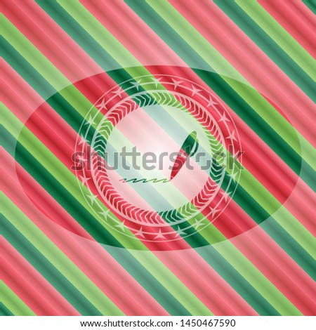 writer icon inside christmas colors style badge.