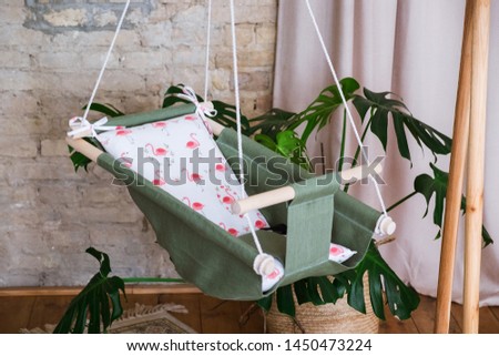 
linen textile swing cradle for a newborn baby decor decoration toys for the children's room interior boho style scandinavian comfort