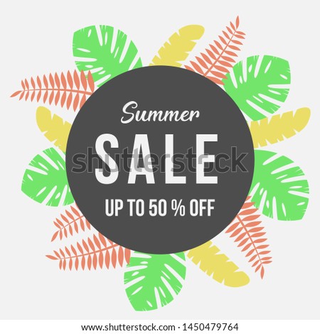 Modern Summer Sale Banner and Poster With Palm.
