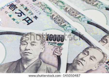 10000 Japanese Yen Note on white isolated.
