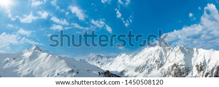 Sunshiny winter Silvretta Alps panorama landscape, Tirol, Austria