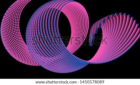 Abstract color illustration of 3D sphere in the form of a spiral on a black background