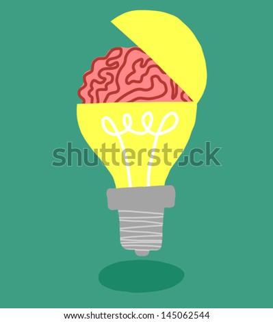 concept of idea.brain and bulb light.Vector illustration.
