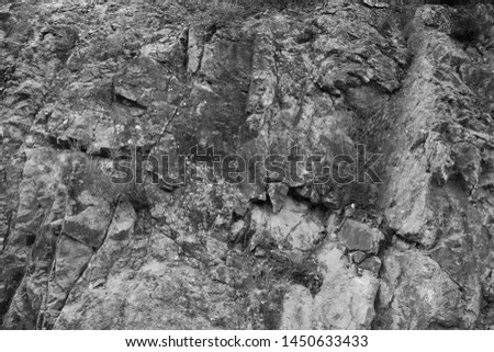B&W view of stone mountains in the cut. Background and texture for modern design. High image quality
