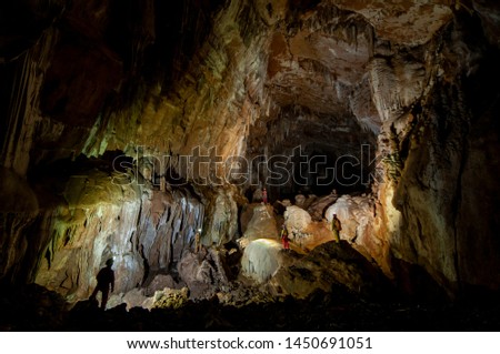Cave passage in Slovenia unerground landscape Royalty-Free Stock Photo #1450691051
