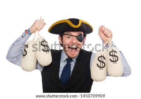 Businessman pirate isolated on white background