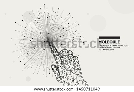 Touch the future. Innovations molecular systems intuitive thinking and development technologies in automatics cyborg systems and chemical industry. Future technologies geometry style. Royalty-Free Stock Photo #1450711049