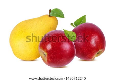 apples and pear isolated on white background