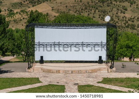 Open-air cinema in mountains, outdoor cinema theater