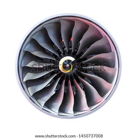 Jet engine front view isolated on white background Royalty-Free Stock Photo #1450737008