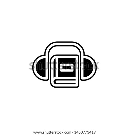 book, headphone icon. Simple glyph, flat illustration of Book icons for UI and UX, website or mobile application