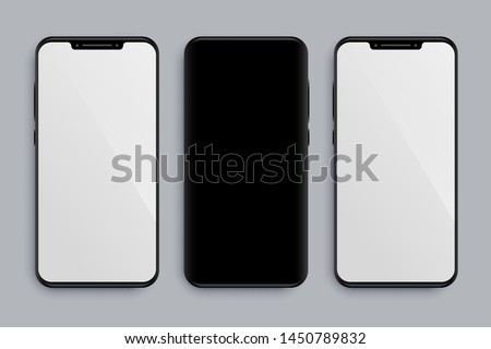realistic smartphone mockup with front and back Royalty-Free Stock Photo #1450789832