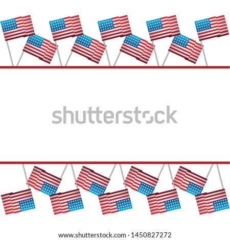 frame of united state of american flags on sticks