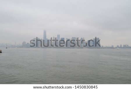 Hazy Lower Manhattan Skyline on an Overcast Spring Day