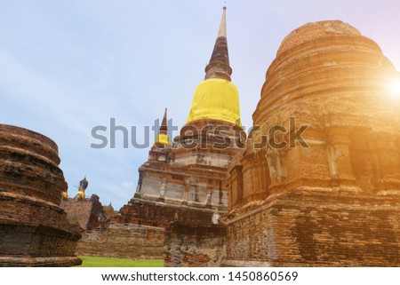 ancient buddhist temple in ayutthaya thailand