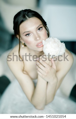 portrait of a beautiful bride with flower