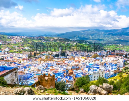 Amazing view of the streets in the blue city of Chefchaouen. Location: Chefchaouen, Morocco, Africa. Artistic picture. Beauty world