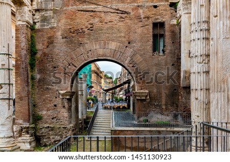 View of Jewish Ghetto quarter   and  Rome ruins. Royalty-Free Stock Photo #1451130923