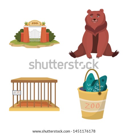 Vector illustration of zoo and park sign. Set of zoo and animal stock symbol for web.