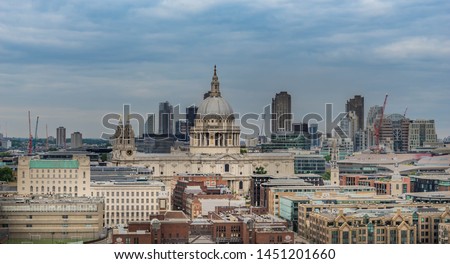 London skyline including st paul cathedral at cloudy day 