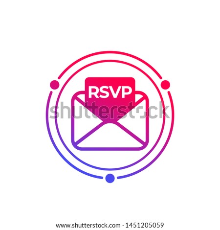 RSVP icon with envelope, vector Royalty-Free Stock Photo #1451205059