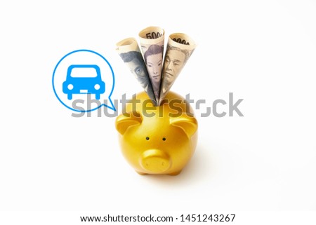 the piggy bank with the icon of the car