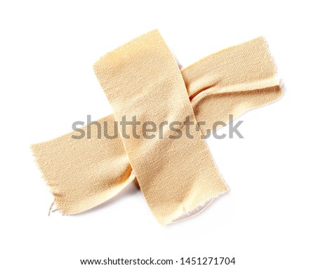Adhesive bandage, first aid isolated on white background, top view