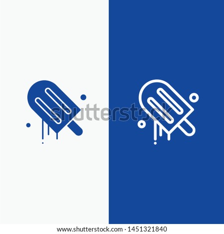 Ice cream, Cream, American, Usa Line and Glyph Solid icon Blue banner Line and Glyph Solid icon Blue banner
