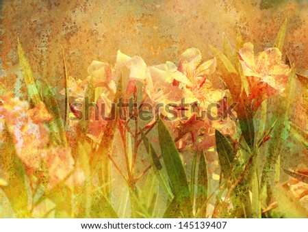stylized floral picture with patina texture