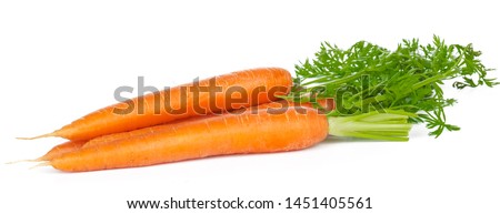 Isolated carrots. Heap of fresh carrots with stems isolated on white background Royalty-Free Stock Photo #1451405561